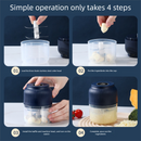 2-Leaf blade White Wireless Electric Garlic Chopper 300ml Portable Mini Food Processor USB Rechargeable for Baby Food and Dipping Sauce Essential Local Kitchen Tool