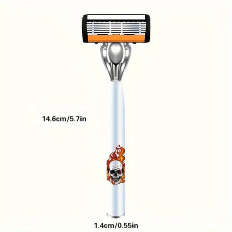 2-Pack 6-Layer Manual Razor with 30 Replacement Blades – Ultra-Close Shave for Men, Stainless Steel Handle with One-Click Blade Change