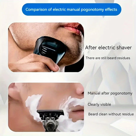 2-Pack 6-Layer Manual Razor with 60 Replacement Blades – Ultra-Close Shave for Men, Stainless Steel Handle with One-Click Blade Change