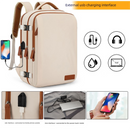 Pink Large Capacity Backpack with USB Charging Port and Waterproof Fabric for Travel Work and Daily Use