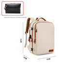 Beige Large Capacity Backpack with USB Charging Port and Waterproof Fabric for Travel Work and Daily Use