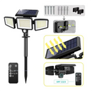 Solar Powered Motion Sensor Outdoor Light with Remote Control and ground plug for Garden Garage and Front Door+ground plug