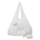White Foldable Tote Bag with Built-In Storage Pouch – Compact Reusable Shopping Bag That Packs into Itself, Ideal for Daily Carry and Eco-Friendly Use
