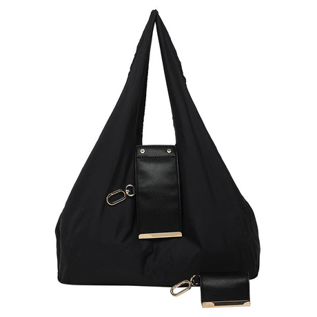 Black Foldable Tote Bag with Built-In Storage Pouch – Compact Reusable Shopping Bag That Packs into Itself, Ideal for Daily Carry and Eco-Friendly Use