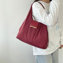 Wine red Foldable Tote Bag with Built-In Storage Pouch – Compact Reusable Shopping Bag That Packs into Itself, Ideal for Daily Carry and Eco-Friendly Use