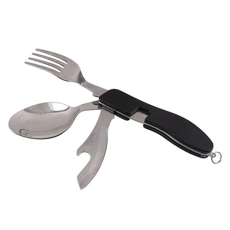 2-PCS Green Stainless Steel Folding Cutlery Set – Compact 3-in-1 Knife, Fork, Spoon with Removable Design for Outdoor Camping, Hiking, Travel, and Picnic Use