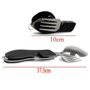 2-PCS Blue Stainless Steel Folding Cutlery Set – Compact 3-in-1 Knife, Fork, Spoon with Removable Design for Outdoor Camping, Hiking, Travel, and Picnic Use