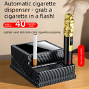 Black Automatic Cigarette Box with 40-Slot Capacity – Pop-Out Dispenser for Car and Home Use, ABS Material with Lighter Holder and Carbon Fiber Look Design