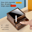 Walnut Automatic Cigarette Box with 40-Slot Capacity – Pop-Out Dispenser for Car and Home Use, ABS Material with Lighter Holder and Carbon Fiber Look Design