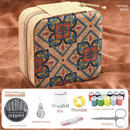 Brown Fantasy Grass Portable Sewing Kit – Compact Travel Set with Needles, Thread, Scissors, Thimble, and Pin Cushion for Home, Dorm, or Emergency Repairs