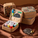 Brown Fantasy Grass Portable Sewing Kit – Compact Travel Set with Needles, Thread, Scissors, Thimble, and Pin Cushion for Home, Dorm, or Emergency Repairs