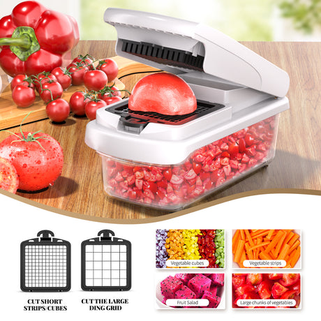Green Multifunctional Vegetable Slicer – Manual Kitchen Cutter with Adjustable Blades for Slicing, Dicing, Shredding, Garlic Grinding, and Egg White Separation