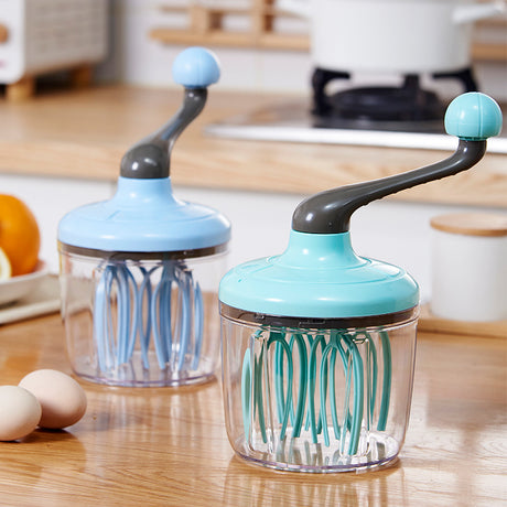 Green Manual Hand-Crank Egg Beater – Semi-Automatic Whisk for Whipping Cream, Egg Whites, and Baking Mixes with Easy-Clean Design