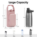 Black Insulated Water Bottle Carrier with Shoulder Strap – Portable Sleeve for Large Bottles, Featuring Front Pocket and Key Hook