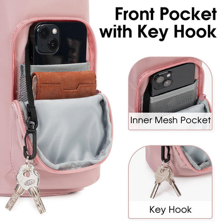 Green Insulated Water Bottle Carrier with Shoulder Strap – Portable Sleeve for Large Bottles, Featuring Front Pocket and Key Hook