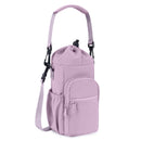 Purple Water Bottle Carrier with Drawstring Closure – Adjustable Shoulder Strap, Front Pocket, and Side Storage for Daily Use