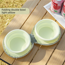Yellow Portable Foldable Dual Bowl for Pets – Silicone Feeding and Water Dish with Compact Storage Design