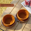 Brown Portable Foldable Dual Bowl for Pets – Silicone Feeding and Water Dish with Compact Storage Design