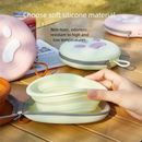 Brown and yellow Portable Foldable Dual Bowl for Pets – Silicone Feeding and Water Dish with Compact Storage Design