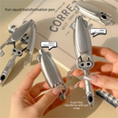 5-Pcs Transformable Squid-Style Pen – Compact Mechanical Writing Tool with Hinged Design and 0.5mm Ballpoint Tip