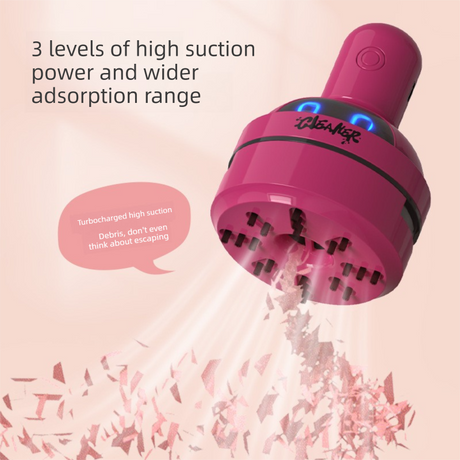 Blue Compact Desktop Vacuum Cleaner – Rechargeable Mini Dust Collector for Eraser Shavings, Pencil Shavings, Paper Scraps, and Fine Debris