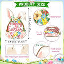 Happy Easter Wooden Wall Hanging Sign with Floral Design and Bunny Ears for Spring Home Decor Door Decoration