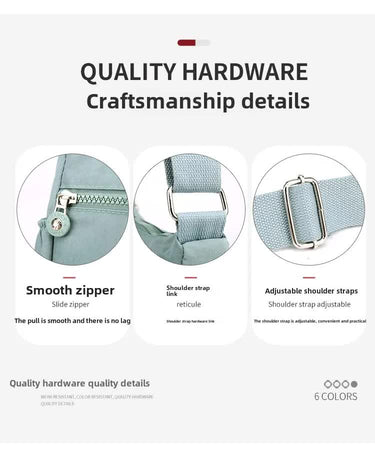 Women's Lightweight Nylon Crossbody Bag Waterproof Multi Pocket Shoulder Purse Travel Messenger Grey