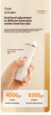 Electric Foot Callus Remover Rechargeable Pedicure Tool with 3 Grinding Heads Portable Dead Skin Exfoliator Ivory White