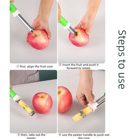 2-in-1 Apple Corer & Peeler Stainless Steel Fruit Prep Tool Kitchen Gadget Red