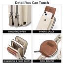 Women's Crossbody Phone Bag with Coin Pouch PU Leather Shoulder Purse Adjustable Wide Strap for Travel & Daily Use White & Brown