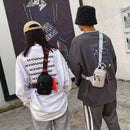 Unisex Mini Nylon Crossbody Sling Bag Chest Pouch Adjustable Wide Strap Lightweight Beige for Travel Sports & Festivals