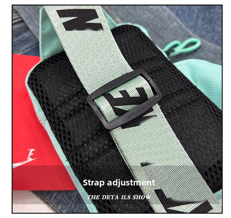 Unisex Mini Nylon Crossbody Sling Bag Chest Pouch Adjustable Wide Strap Lightweight Beige for Travel Sports & Festivals