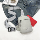 Unisex Mini Nylon Crossbody Sling Bag Chest Pouch Adjustable Wide Strap Lightweight Grey for Travel Sports & Festivals