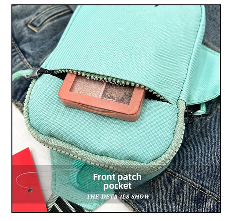 Unisex Mini Nylon Crossbody Sling Bag Chest Pouch Adjustable Wide Strap Lightweight Dark Green for Travel Sports & Festivals