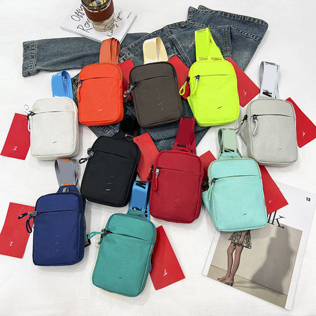Unisex Mini Nylon Crossbody Sling Bag Chest Pouch Adjustable Wide Strap Lightweight Blue for Travel Sports & Festivals
