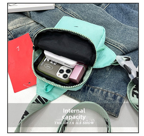 Unisex Mini Nylon Crossbody Sling Bag Chest Pouch Adjustable Wide Strap Lightweight Light Green for Travel Sports & Festivals