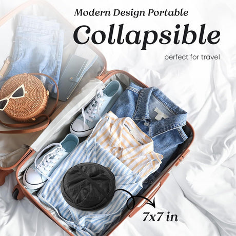 2 PCS Mesh Pop Up Laundry Hamper Collapsible Washing Basket with Side Pocket & Reinforced Handles Portable Dirty Clothes Bin for Dorm Travel & Toy Storage (Dark Blue & Orange)