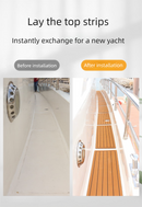 EVA Faux Teak Boat Flooring Border Trim Self Adhesive Marine Decking Strip Non Slip Foam Sheet for Yacht Caravan RV (Dark Brown & Black, 240cm x 5.7cm)