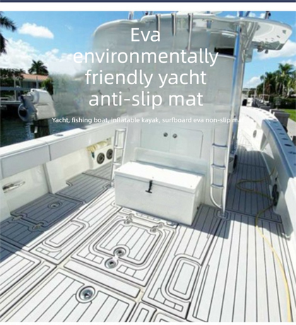 EVA Faux Teak Boat Flooring Sheet Marine Decking Mat Self Adhesive Non Slip Foam for Yacht Caravan & RV (Light Grey & Black, 240cm x 45cm)