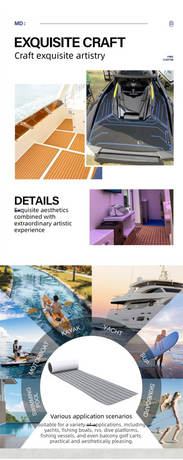 EVA Faux Teak Boat Flooring Sheet Marine Decking Mat Self Adhesive Non Slip Foam for Yacht Caravan & RV (Gold & Black, 240cm x 45cm)