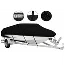14-16ft Waterproof Boat Cover Trailerable V-Hull Runabout UV Resistant Marine Grade Storage Tarp with Straps (Black, 530cm x 290cm)