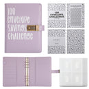100 Envelope Savings Challenge Binder with Password Lock A5 Cash Stuffing Budget Planner Book Money Organizer for Couples (Purple)