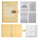 100 Envelope Savings Challenge Binder with Password Lock Holographic Yellow A5 Cash Stuffing Budget Planner Book Money Organiser for Couples (Glitter Yellow)
