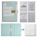 100 Envelope Savings Challenge Binder with Password Lock Holographic Blue A5 Cash Stuffing Budget Planner Book Money Organiser for Couples (Glitter Blue)