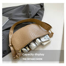 Women's Woven Crossbody Dumpling Bag Soft Vegan Leather Chest Waist Pack with Wide Adjustable Strap for Travel & Festivals (Black)