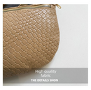 Women's Woven Crossbody Dumpling Bag Soft Vegan Leather Chest Waist Pack with Wide Adjustable Strap for Travel & Festivals (Black)
