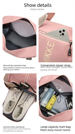 Large Travel Duffle Bag Gym Sports Weekender with Shoe Compartment Wet Pocket Lightweight Carry On Luggage Bag (Black)