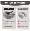 Memory Foam Travel Neck Pillow 360 Support Adjustable Snail Shape Chin Rest for Long Haul Flights Car & Office Portable with Storage Bag (Grey)