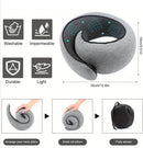 Memory Foam Travel Neck Pillow 360 Support Adjustable Snail Shape Chin Rest for Long Haul Flights Car & Office Portable with Storage Bag (Grey)