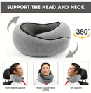 Memory Foam Travel Neck Pillow 360 Support Adjustable Snail Shape Chin Rest for Long Haul Flights Car & Office Portable with Storage Bag (Pink)